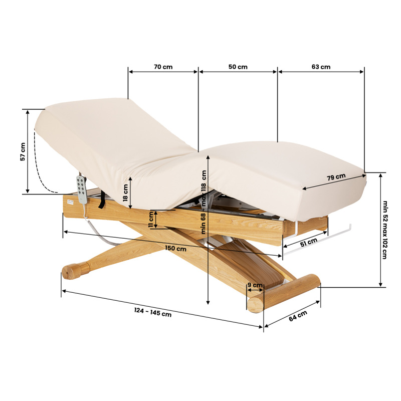 Leżanka SPA Sillon Siesta kremowa z jasnobrązową podstawą 19