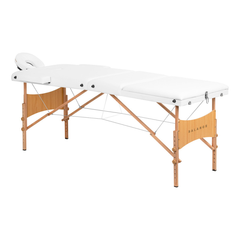 Stôl skladací na masáž BALANCE LUX – drevený, 3-segmentový, 190×70 cm, biely 1