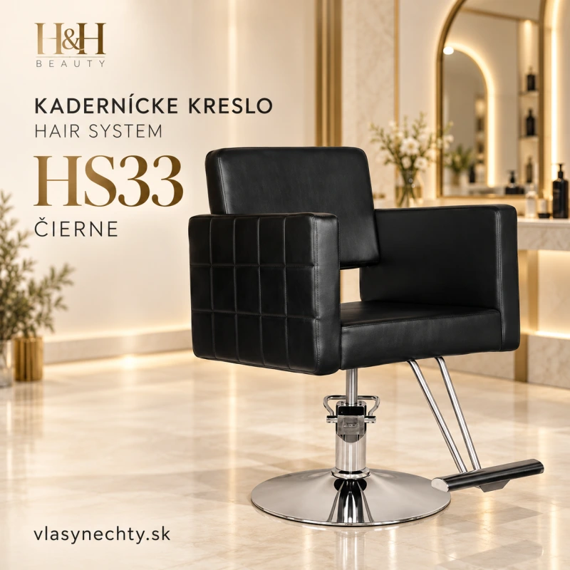 KADERNÍCKE KRESLO HAIR SYSTEM HS33 ČIERNE