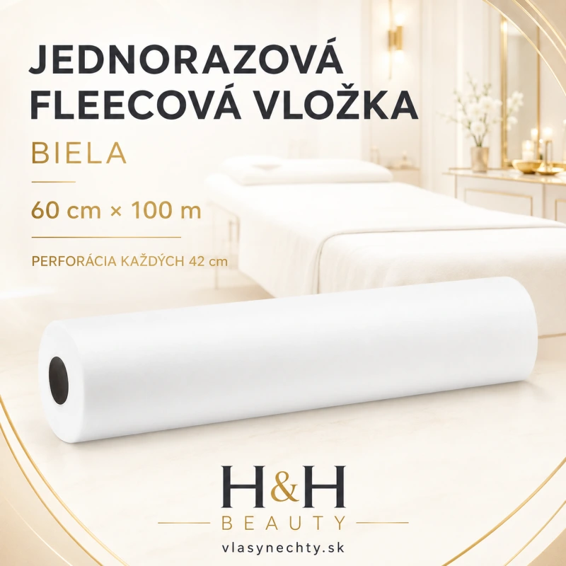 JEDNORAZOVÁ FLEECOVÁ VLOŽKA – BIELA, 60 cm × 100 m