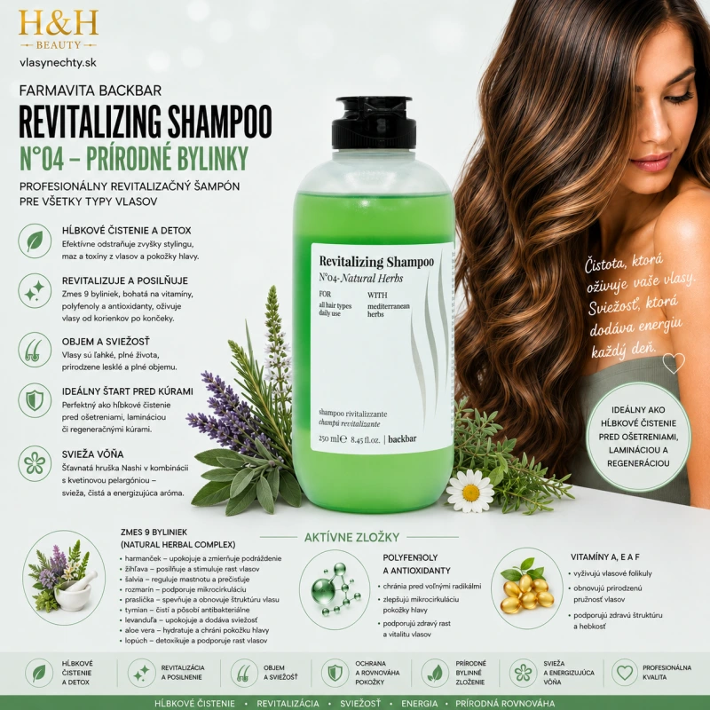Farmavita BACKBAR REVITALIZING SHAMPOO Č.04 - PRÍRODNÉ BYLINKY 250ml