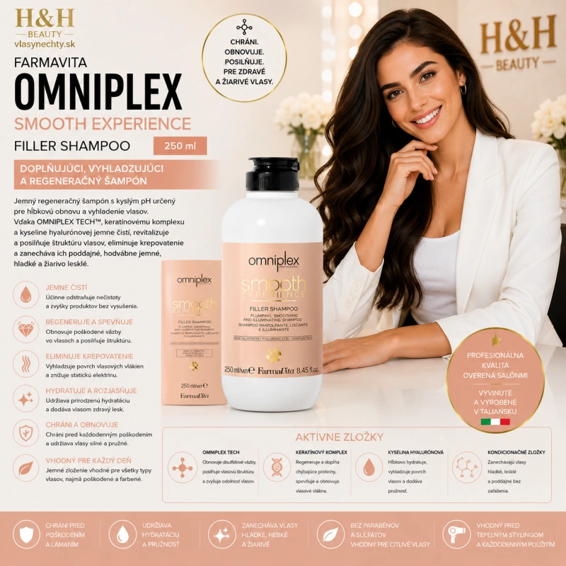 Farmavita OMNIPLEX SE Filler Shampoo 250 ml, vyhladzujúci a regeneračný