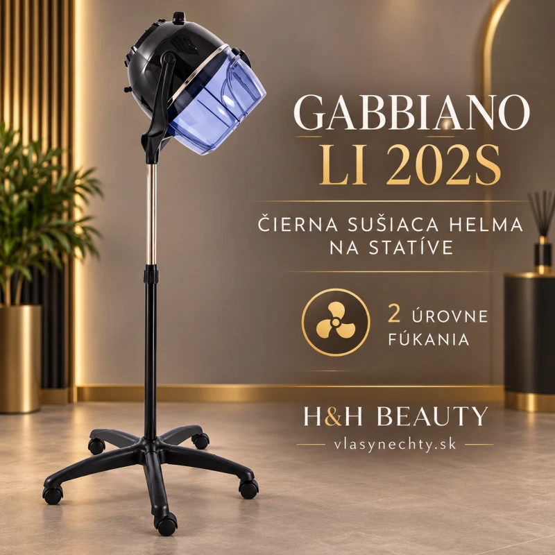 KADERNÍCKA SUŠIACA HELMA NA VLASY NA STATÍVE GABBIANO LI 202S DVE ÚROVNE FÚKANIA ČIERNA