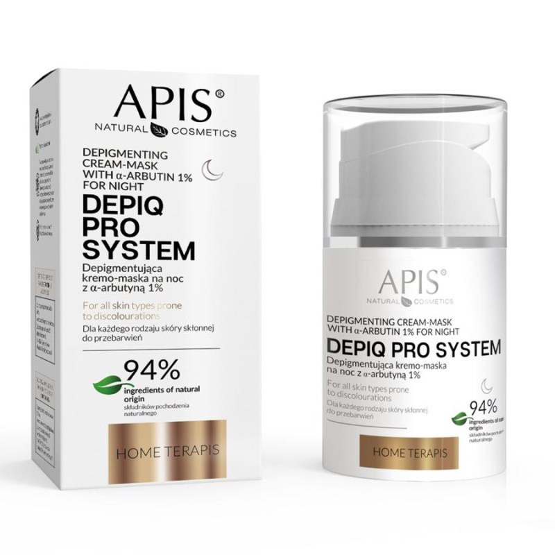 APIS DEPIQ PRO SYSTEM Depigmentační noční krém-maska s α-arbutinem 1%, 50 ml 1