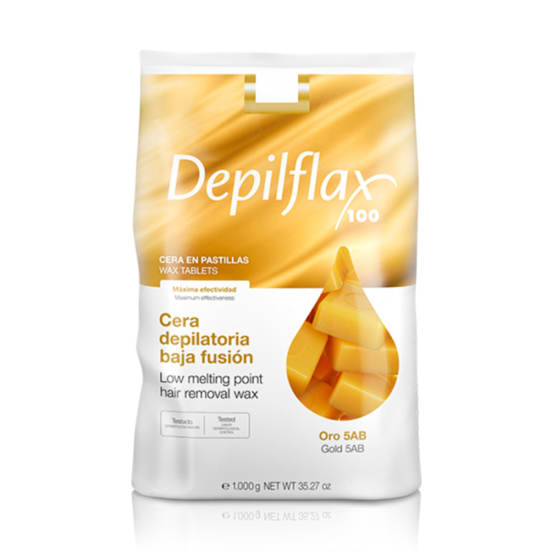 DEPILFLAX 100 Oro – elastický vosk s nízkou teplotou topenia (zlatý) 1000 g 1