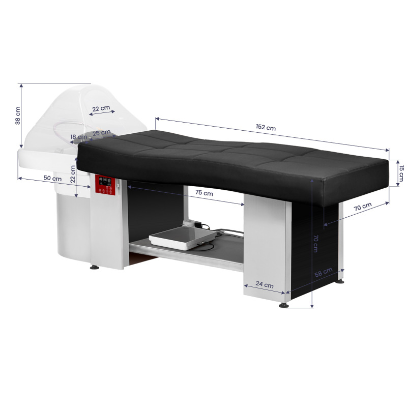 Myjnia fryzjerska z leżanką Head Spa Gabbiano 017 czarna 16