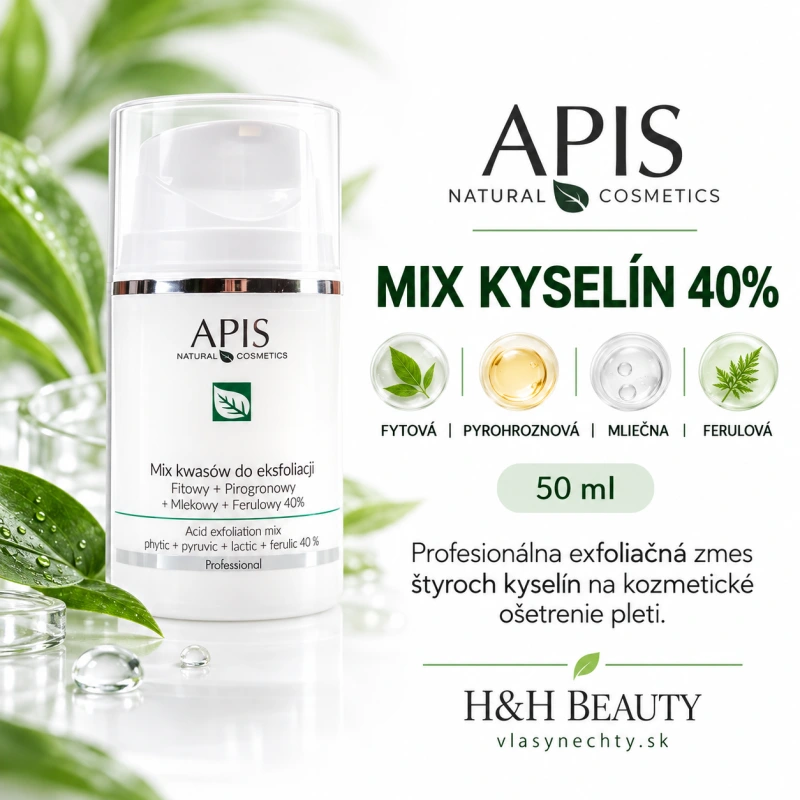APIS MIX KYSELÍN NA EXFOLIACIU FYTOVÁ + PYROHROZNOVÁ + MLIEČNA + FERULOVÁ 40 % 50ML