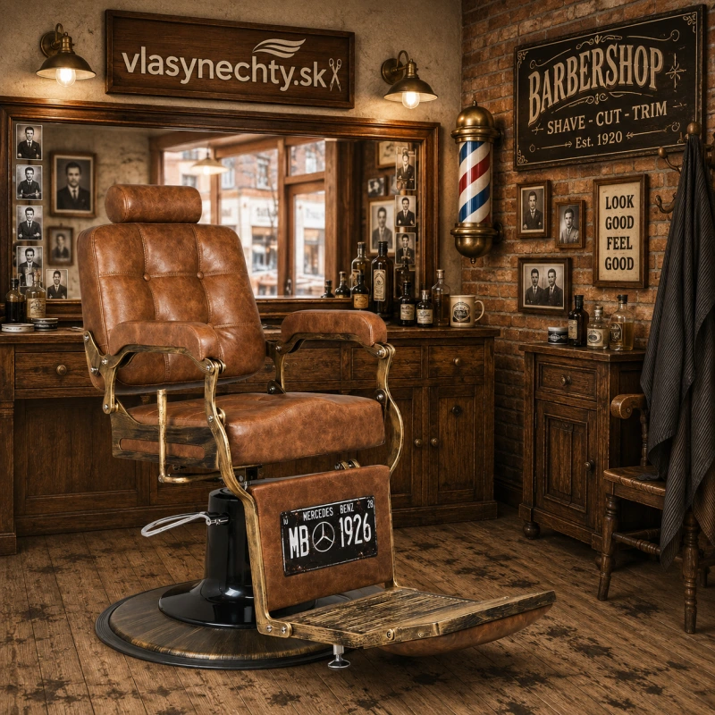 BARBERSKE KRESLO GABBIANO BOSS OLD LEATHER SVETLO BÉŽOVÉ