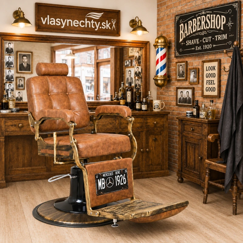 BARBERSKE KRESLO GABBIANO BOSS OLD LEATHER SVETLO BÉŽOVÉ