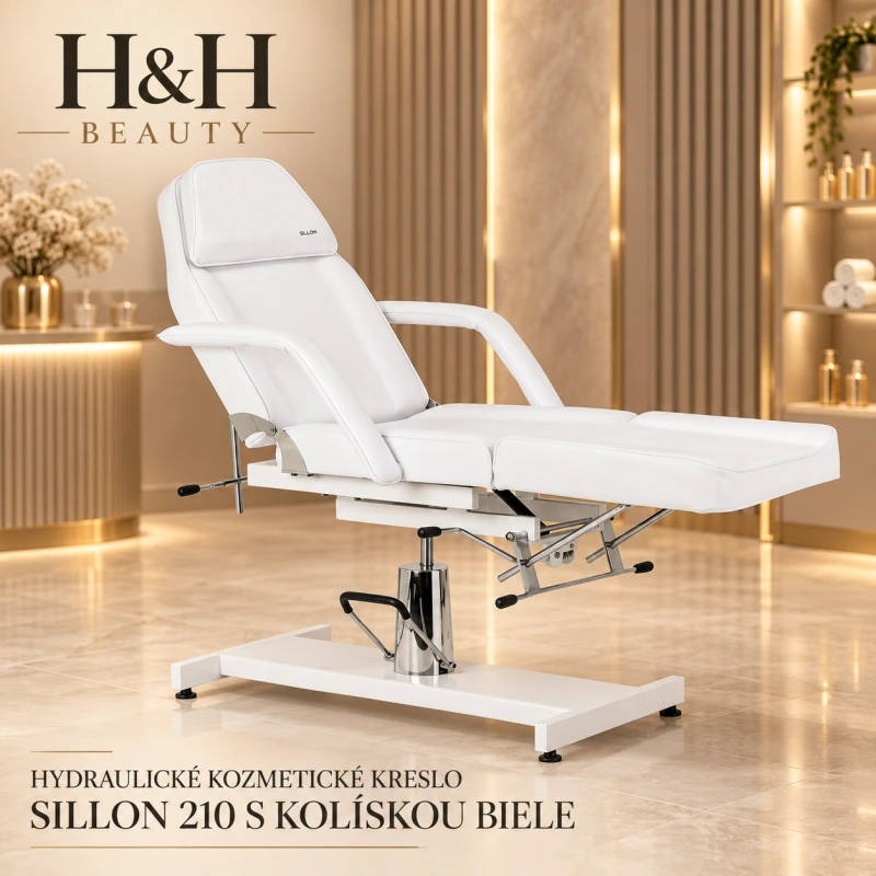 Hydraulické kozmetické kreslo Sillon 210 s kolískom biele