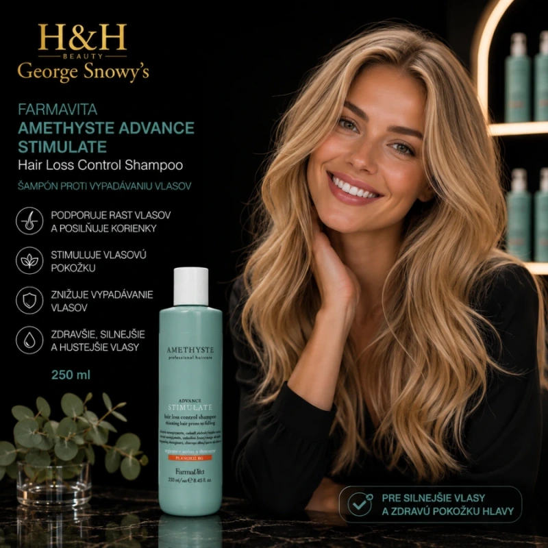 Farmavita AMETHYSTE ADVANCE STIMULATE Hair Loss Control Shampoo 250ml, proti vypadávaniu 2