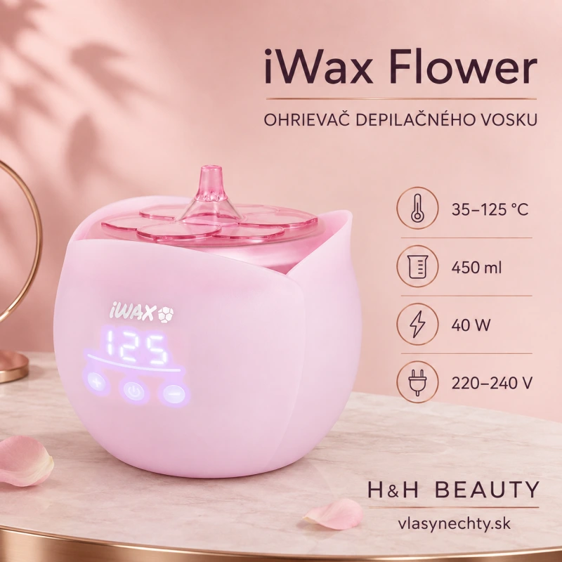 iWax Flower OHRIEVAČ DEPILAČNÉHO VOSKU V PLECHOVKE ružový 40W 450ml ružový