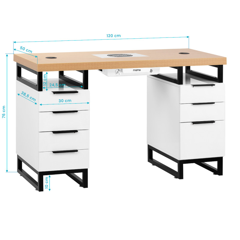 STÔL NA MANIKÚRUS ODSÁVAČKOU BIELY MOMO L02 17