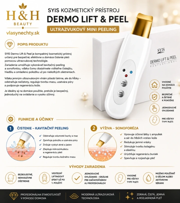 SYIS KOZMETICKÝ PRÍSTROJ DERMO LIFT & PEEL skin scrubber zlatá špachtla 2