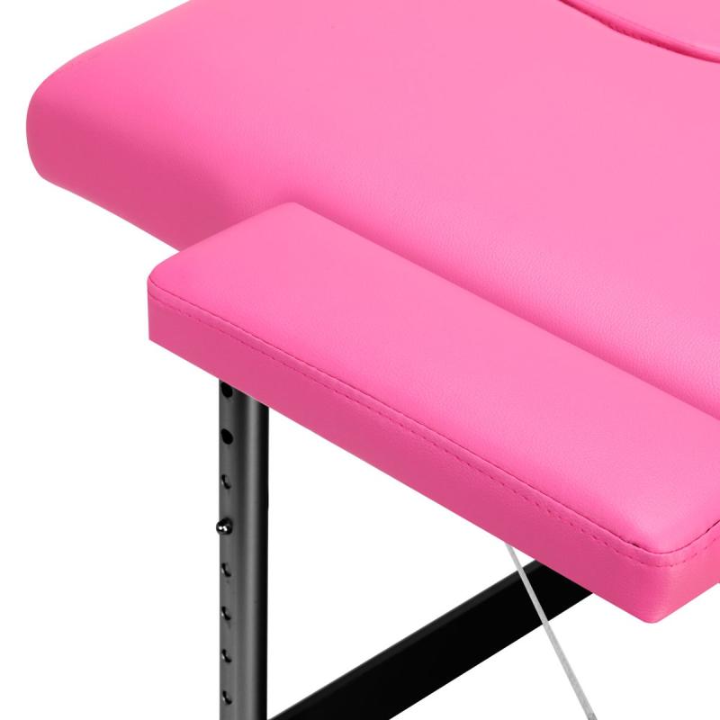 Skladací masérsky stôl hliníkový KOMFORT ACTIV FIZJO 2 segmentový ružovo čierny