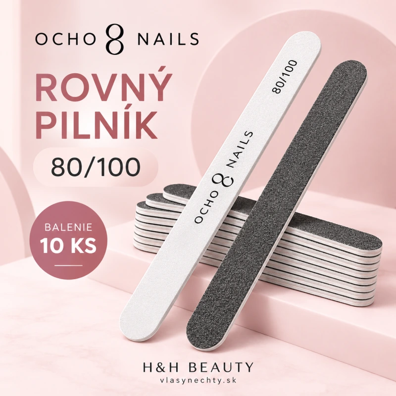 Ocho Nails rovný pilník 80/100 10 ks.