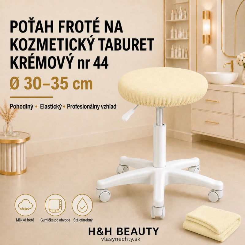 POŤAH FROTÉ NA KOZMETICKÝ TABURET KRÉMOVÝ nr 44