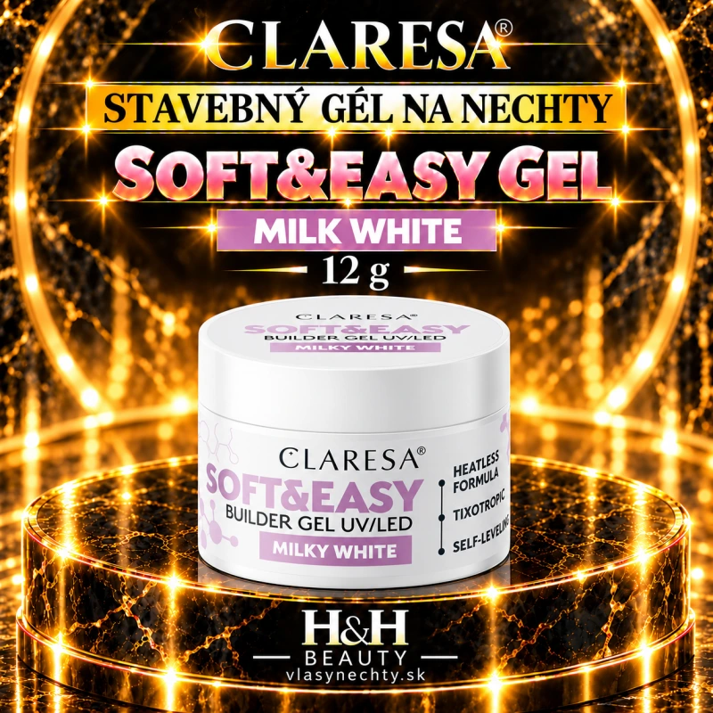 CLARESA Stavebný gél na nechty SOFT&EASY – MILK WHITE 12 g