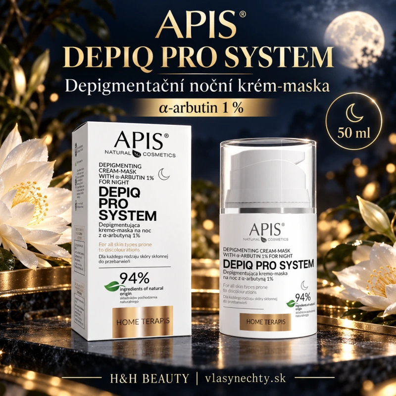 APIS DEPIQ PRO SYSTEM Depigmentační noční krém-maska s α-arbutinem 1%, 50 ml