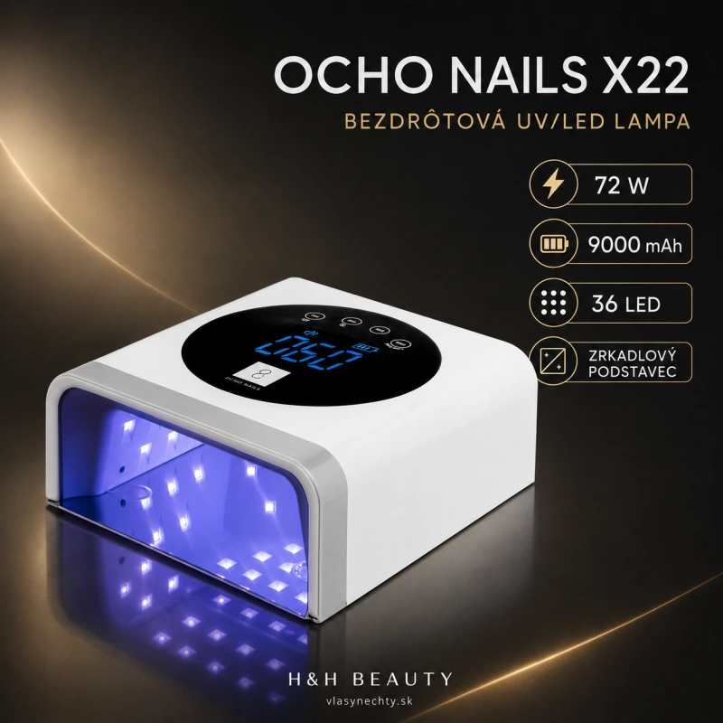 OCHO NAILS LED UV lampa X22 72Wku bezdrôtová biela so zrkadlovým podstavcom