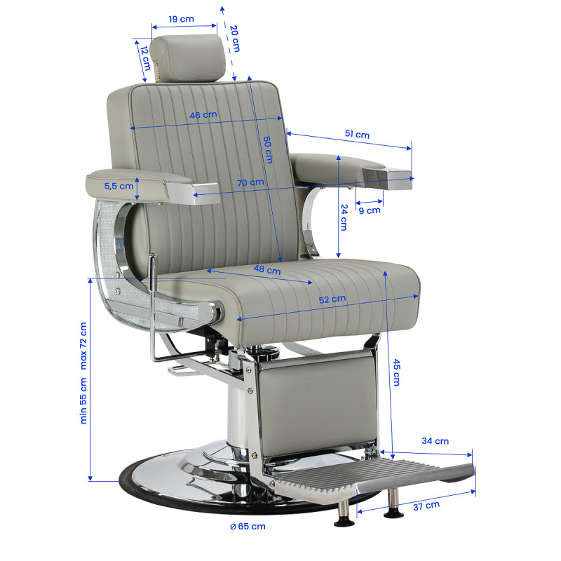 BARBERSKÉ KRESLO GABBIANO VISIONERIO – ŠEDÉ | Chrómový rám 17