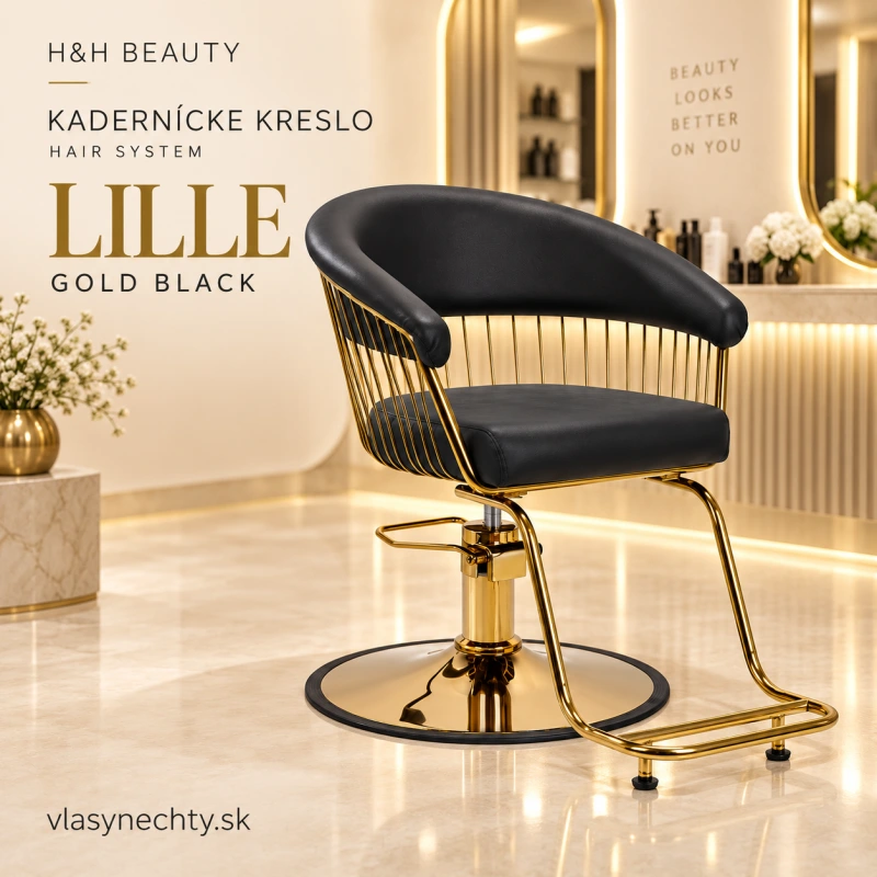 KADERNÍCKE KRESLO HAIR SYSTEM Lille gold black