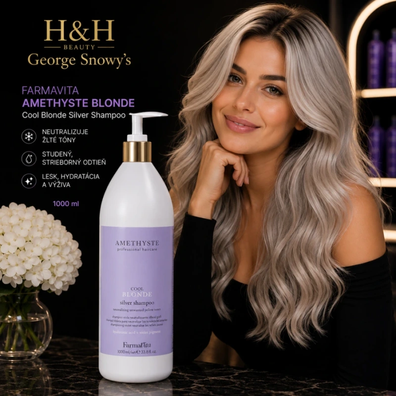 Farmavita AMETHYSTE BLONDE Cool Blonde Silver Shampoo 1000ml 2