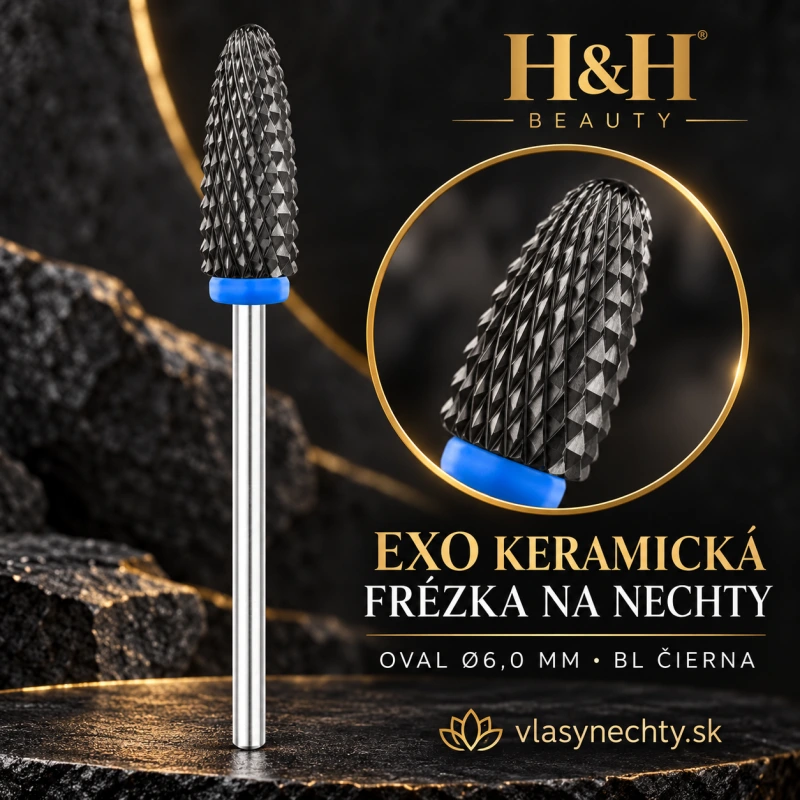 EXO KERAMICKÁ FRÉZKA NA NECHTY OVAL Ø6,0MM BL ČIERNA