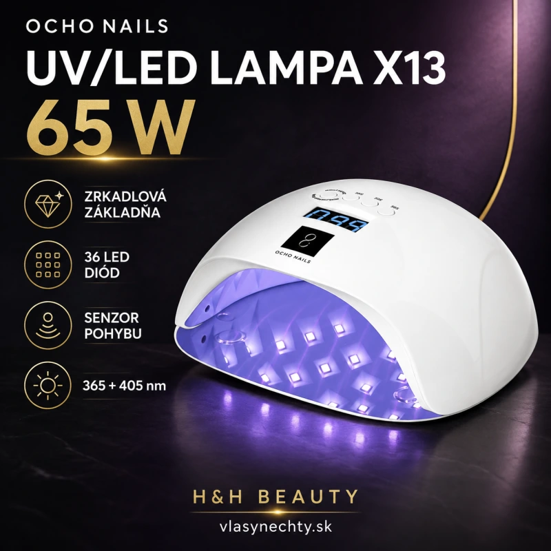 OCHO NAILS UV LED lampa X13 65W biela so zrkadlovou základňou