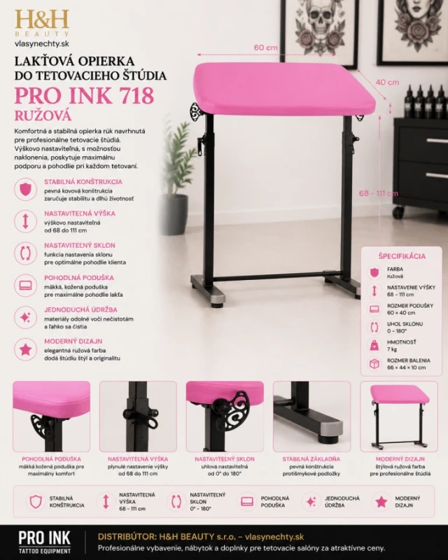OPIERKA NA TETOVANIE PRO INK 718 RUŽOVÁ 9