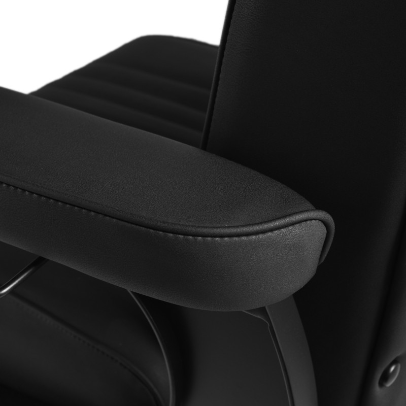 Holičské kreslo Gabbiano Levi, čierne s čiernym rámom, bez prešívania na operadle 5