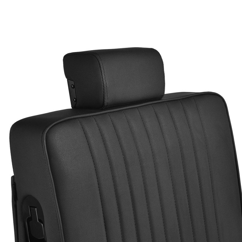 Holičské kreslo Gabbiano Levi, čierne s čiernym rámom, bez prešívania na operadle 9