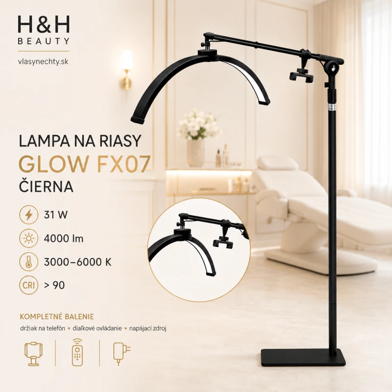 Lampa na riasy GLOW čierna
