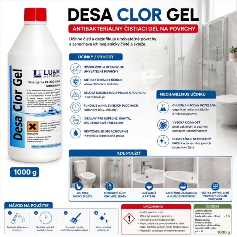 DESA CLOR GEL – ANTIBAKTERIÁLNY ČISTIACI GÉL NA POVRCHY 1000 g 1