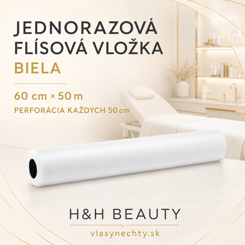 JEDNORAZOVÁ FLÍSOVÁ VLOŽKA – BIELA, 60 cm × 50 m