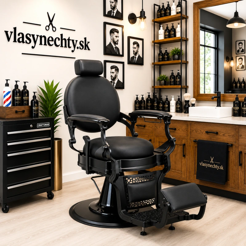BARBERSKE KRESLO GABBIANO Niccolo ČIERNE bez tlačidiel