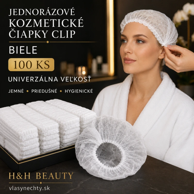 JEDNORÁZOVÉ KOZMETICKÉ ČIAPKY CLIP 100 KS BIELE 2
