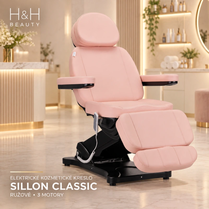 Elektrické kozmetické kreslo SILLON CLASSIC 3 motory ružové