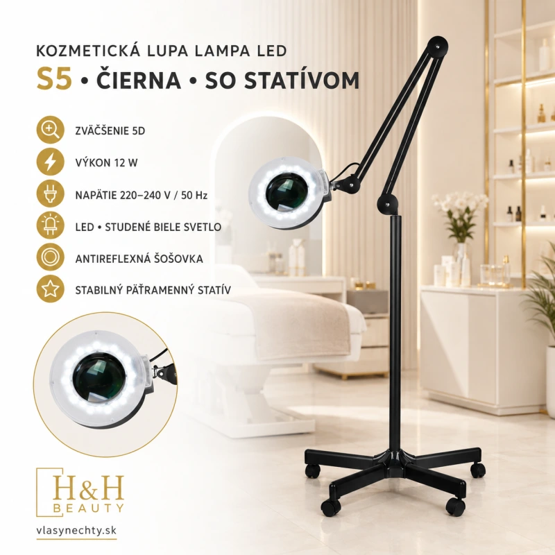 TETOVACIA LUPA LAMPA LED S5 + STATÍV ČIERNA