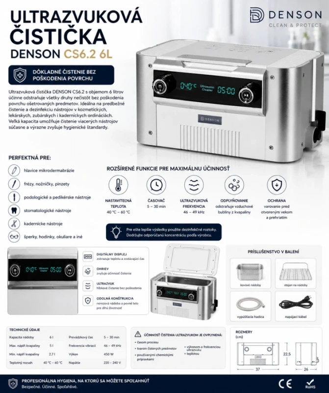 Ultrazvuková čistička DENSON CS6.2 6L 12
