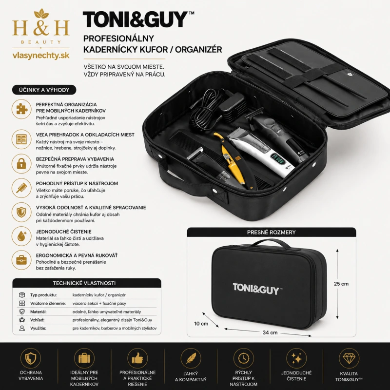 Kadernícky kufrík čierny TONI&GUY – organizér