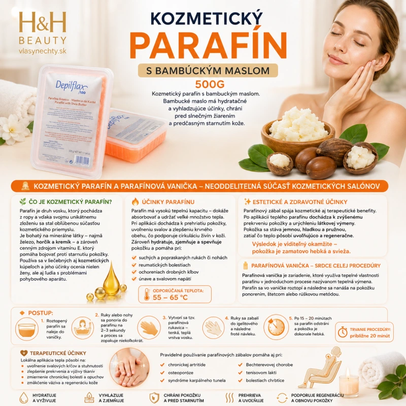 KOZMETICKÝ PARAFÍN DEPILFLAX BAMBUCKÉ MASLO 500g 1 ks