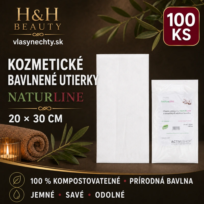 KOZMETICKÉ BAVLNENÉ UTIERKY NATURLINE 20X30 CM 100 ks