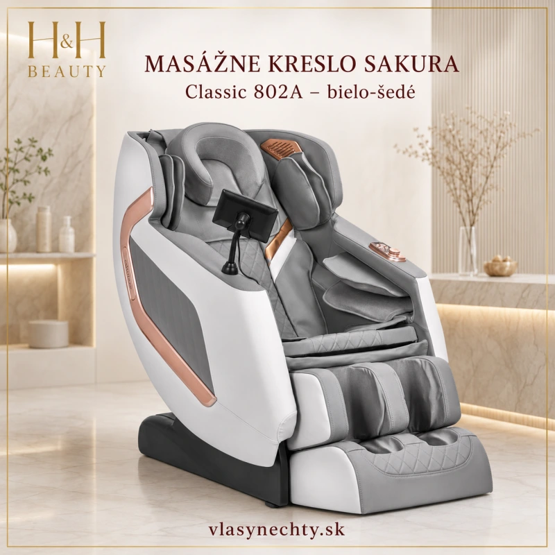Masážne kreslo Sakura Classic 802A bielo-šedé