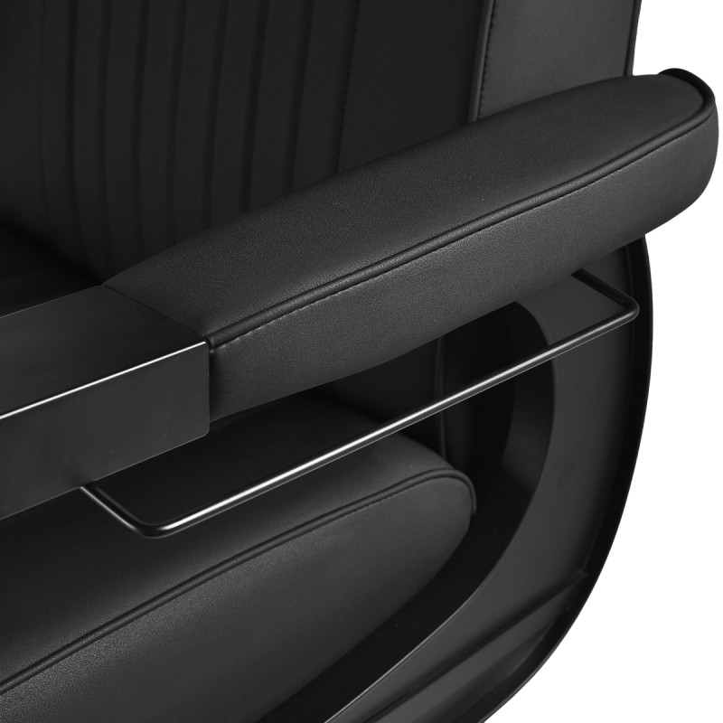 Holičské kreslo Gabbiano Levi, čierne s čiernym rámom, bez prešívania na operadle 6