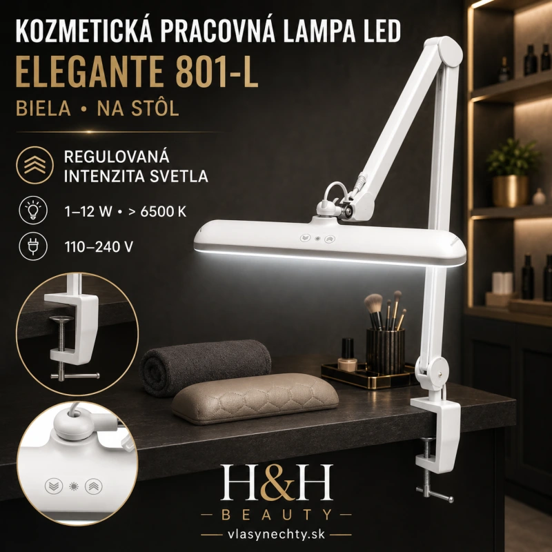 KOZMETICKÁ PRACOVNÁ LAMPA LED ELEGANTE 801-L S DRŽIAKOM A REGULOVANOU INTENZITOU SVETLA