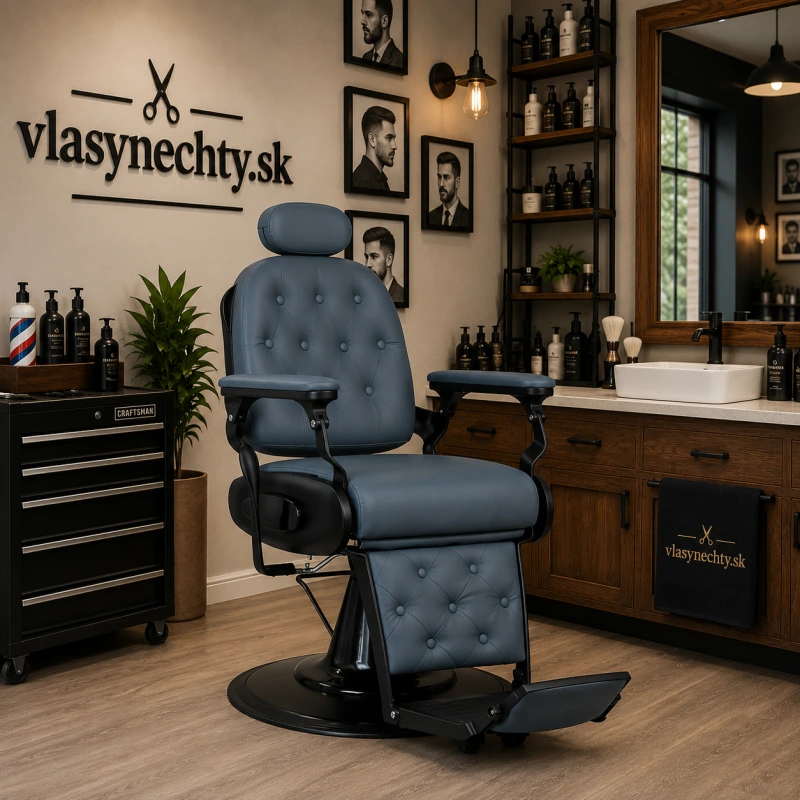 BARBERSKE KRESLO GABBIANO Francesco v grafitovej farbe s brúseným čiernym rámom