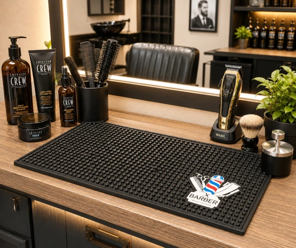 PROTIŠMYKOVÁ PODLOŽKA BARBER NA BARBERSKE POMÔCKY - MALÁ 30 x 15 cm