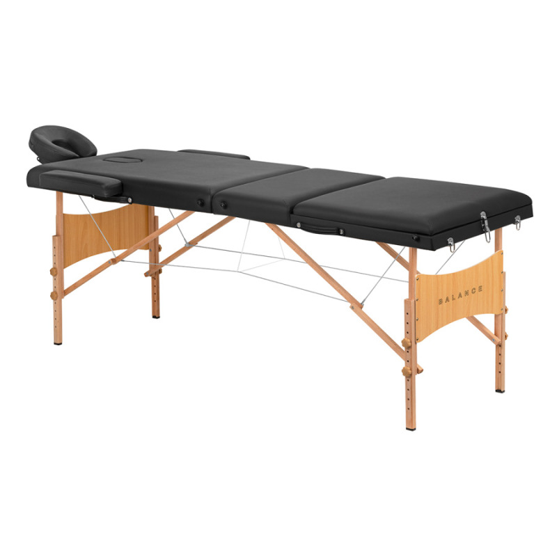 BALANCE – skladací masážny stôl, drevený, 3-segmentový, čierny 1