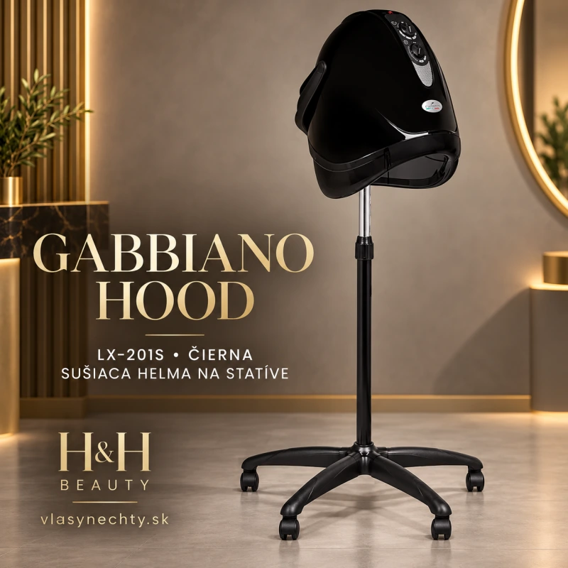 KADERNÍCKA SUŠIACA HELMA NA VLASY NA STATÍVE GABBIANO HOOD LX-201S ČIERNA